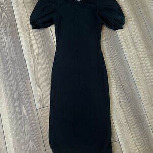 Vici Black Long Sleeve Dress with Puff Sleeves